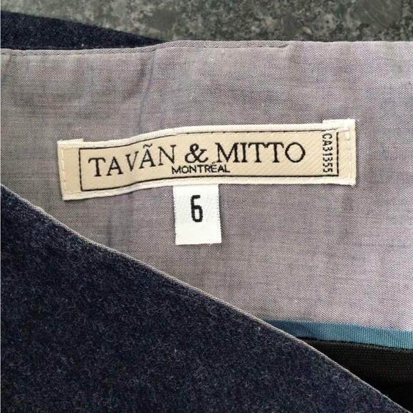 TAVÃN & MITTO Montreal Designer Luxurious Navy Wool Suit Pencil Skirt - Size 4-6 - Picture 3 of 6